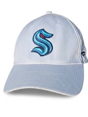 Seattle Kraken White Baseball Cap Hat Blue Embroidered Logo Adjustable Unisex